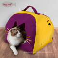 Lits à baldaquin pour chiens Nature feutre chat Lgloo Play House Winter Cave pour animaux de compagnie avec coussin amovible de Carry Cat House